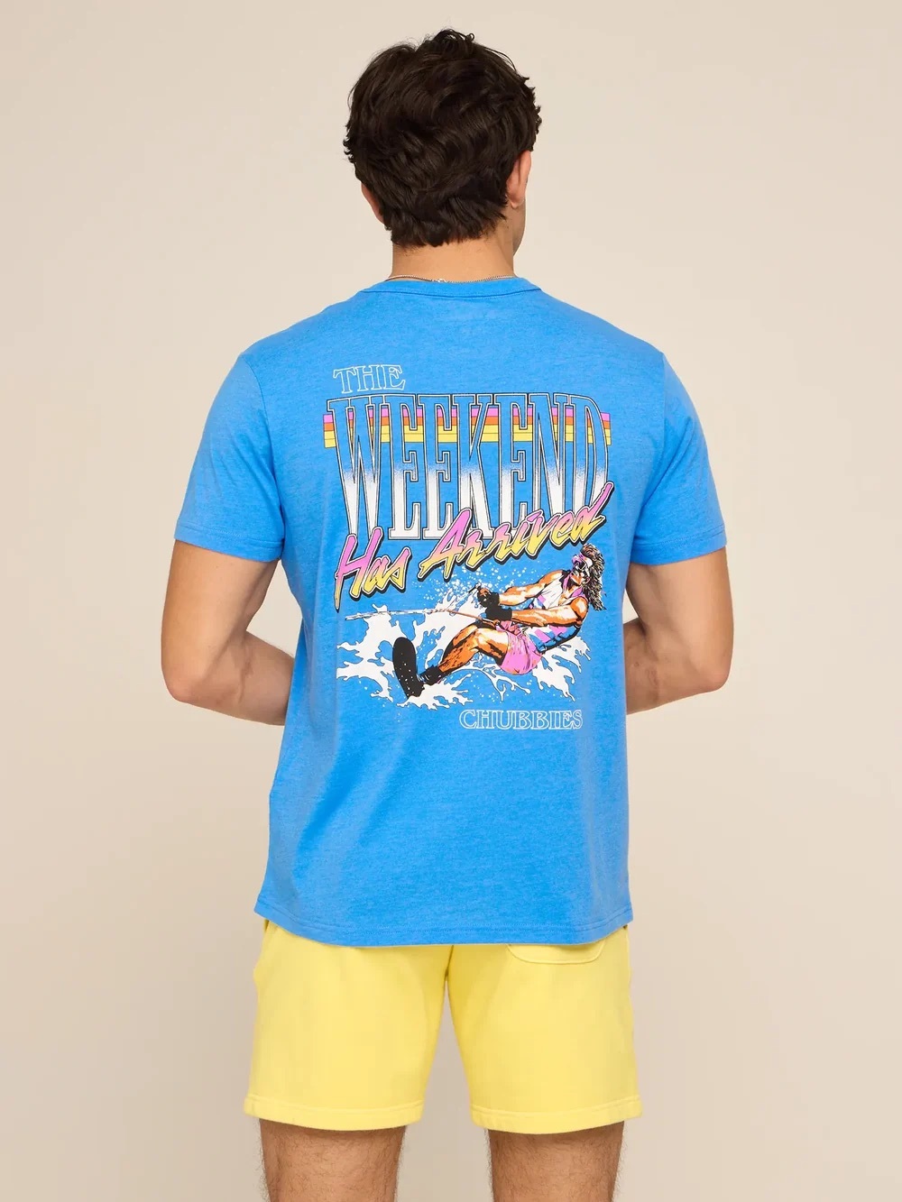 CHUBBIES THE HECK YES BROTHER SHORT SLEEVE T-SHIRT IN LIGHT BLUE HEATHER
